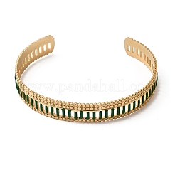 304 Stainless Steel Enamel Open Cuff Bangles&nbsp;BJEW-K264-07G