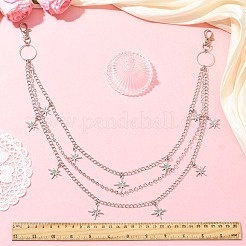 Iron & Brass Star Tassel 3 Layer Pants Chains for Jeans with Alloy Swivel Lobster Claw Clasps&nbsp;HJEW-YW00426