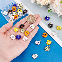 32Pcs 8 Colors Glass Seed Beaded Sunflower with Evil Eye Charms&nbsp;PALLOY-PH01782