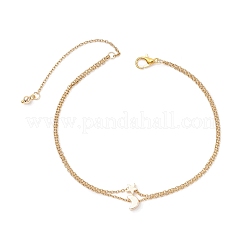 3Pcs 3 Styles Brass Clover Cross Moon Star Link 304 Stainless Steel Cable Chain Anklets for Women&nbsp;AJEW-AN00748
