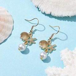 Starfish and Shell Shape Alloy Dangle Earrings&nbsp;EJEW-JE05619