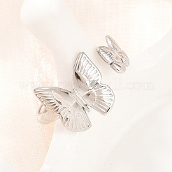 304 Stainless Steel Cuff Open Rings for Women&nbsp;RJEW-A102-07P
