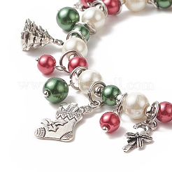 Glass Pearl Beaded Stretch Bracelet&nbsp;BJEW-TA00250