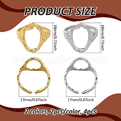 2 Colors 304 Stainless Steel Adjustable Cuff Rings for Women&nbsp;RJEW-HY0001-31A