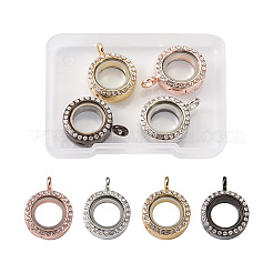 4Pcs 4 Colors Alloy Glass Crystal Rhinestone Pendants&nbsp;PALLOY-TA0002-37
