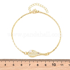 Brass Micro Pave Clear Cubic Zirconia Link Bracelets for Women&nbsp;KK-CBA68DA-01