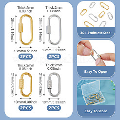 8Pcs 4 Styles 304 Stainless Steel Screw Carabiner Lock Charms&nbsp;STAS-TA0005-52