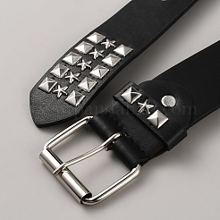 Platinum Square and Star Rivet PU Leather Chain Belts for Jeans&nbsp;AJEW-WH20096-87A