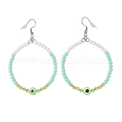 Resin Evil Eye & Acrylic Beaded Big Ring Dangle Earrings&nbsp;EJEW-JE04999-04