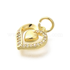 Brass Micro Pave Clear Cubic Zirconia Pendants&nbsp;KK-M297-12G
