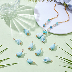 10Pcs Copper Wire Wrapped Handmade Porcelain Pendants&nbsp;PALLOY-WR00018
