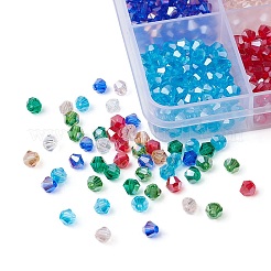 8 Strands 8 Color Faceted Bicone Transparent Glass Beads Strands&nbsp;EGLA-YW0001-61