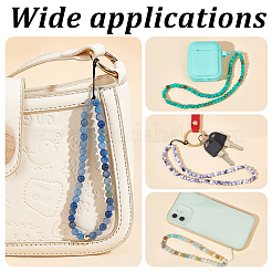4Pcs 4 Style Round Acrylic Beads & Natural Gemstone Phone Hand Strap Chains&nbsp;FIND-AR0003-89