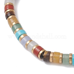 Natural & Synthetic Mixed Gemstone Disc Beads Braided Bead Bracelets for Women Men&nbsp;BJEW-JB13333
