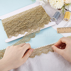 5 Yards Metallic Yarn Flower Lace Trim Ribbons&nbsp;SRIB-HY0001-07A