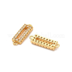 Brass Micro Pave Clear Cubic Zirconia Hollow Rectangle Connector Charms&nbsp;KK-H515-18G