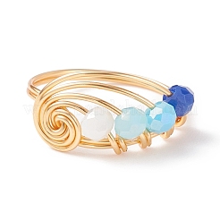 Glass Braided Vortex Finger Ring&nbsp;RJEW-TA00046-03