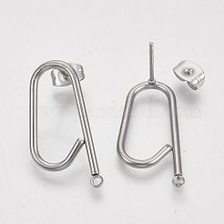 Left and Right Non-Tarnish 304 Stainless Steel Stud Earring Findings&nbsp;X-STAS-S079-142A
