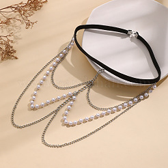 White Plastic Imitation Pearl Beaded Alloy Chain Tassel Leg Chain&nbsp;FS-WGC7B18-02