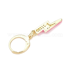 Lightning Bolt Brass Micro Pave Cubic Zirconia Knitting Stitch Marker Rings&nbsp;HJEW-JM04375