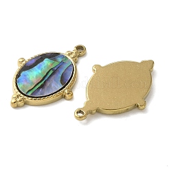 Oval 304 Stainless Steel Natural Paua Shell/White Shell Pendants Ion Plating(IP)&nbsp;STAS-U037-08G-02