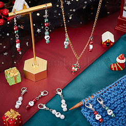Christmas Theme Acrylic Beaded Locking Stitch Markers&nbsp;HJEW-PH01755