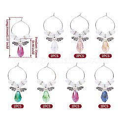 14Pcs 7 Colors Angel Glass & Alloy Wine Glass Charms&nbsp;AJEW-TA0001-69