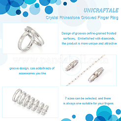 14Pcs 7 Size Crystal Rhinestone Grooved Finger Ring&nbsp;RJEW-UN0002-55P