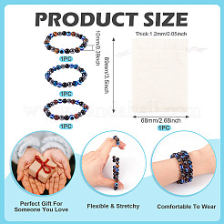 10MM Round Natural Tiger Eye & Obsidian & Evil Eye Bead Stretch Bracelets for Women Men&nbsp;BJEW-TA0001-19
