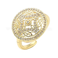 Brass Micro Pave Cubic Zirconia Cuff Rings for Women&nbsp;RJEW-F196-03G