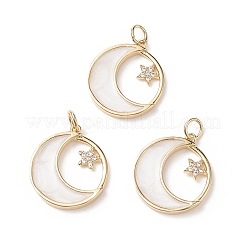 Rack Plating Brass Micro Pave Clear Cubic Zirconia Pendants&nbsp;ZIRC-CJC0001-01G