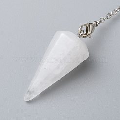 Platinum Tone Brass Crystal Cone Hexagonal Pointed Dowsing Pendulums&nbsp;X-MAK-M015-01I