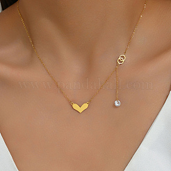 201 Stainless Steel Heart Pendant Necklace for Women&nbsp;XB0249