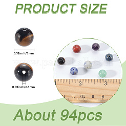 2 Strands Chakra Theme Natural Red Rainbow Jasper & Yellow Aventurine & Tiger Eye & Green Aventurine & Blue Spot Stone & Lapis Lazuli & Amethyst Beads Strands&nbsp;G-SP0001-23