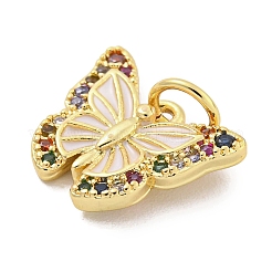 Rack Plating Brass Micro Pave Cubic Zirconia with Enamel Charms&nbsp;KK-Q814-23G-01