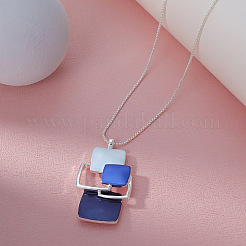 Multi Square Brass Blue Enamel Pendant Necklaces for Women&nbsp;FS-WG21173-01