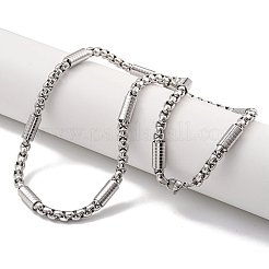 Non-Tarnish 304 Stainless Steel Box Chain Necklaces&nbsp;NJEW-R266-09C-P