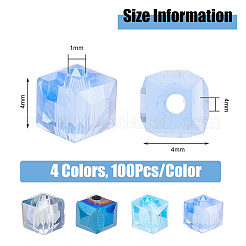 4 Strand 4 Color Transparent Electroplate Glass Beads Strands&nbsp;EGLA-DC0001-07C