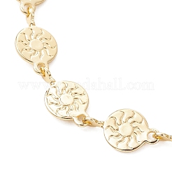 Brass Flat Round with Sun Pattern Link Bracelets&nbsp;BJEW-JB13480