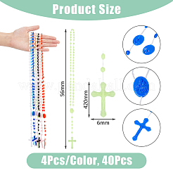 40Pcs 10 Colors Plastic Rosary Bead Necklaces Set&nbsp;NJEW-DC0001-03