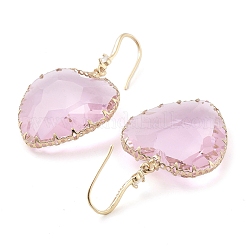 Glass Heart Dangle Earrings&nbsp;EJEW-Q800-19A-KCG