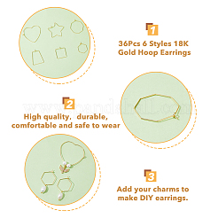 36Pcs 6 Style Brass Hoop Earring Findings&nbsp;KK-FH0005-44