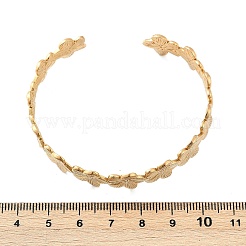 304 Stainless Steel Flower Open Cuff Bangles for Women&nbsp;LS-BJEW-M316-01G