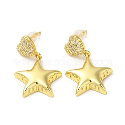 Clear Cubic Zirconia Star Dangle Stud Earrings&nbsp;EJEW-Q766-16G