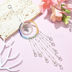 Round & Teardrop Copper Wire Wrapped Glass Pendant Decorations&nbsp;HJEW-JM01143