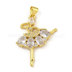 Rack Plating Brass Micro Pave Cubic Zirconia Pendants&nbsp;KK-G513-94G