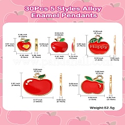 30Pcs 5 Styles Alloy Enamel Pendants&nbsp;ENAM-CJ0006-39