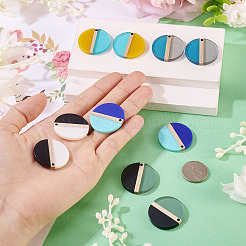 10Pcs 5 Colors Transparent & Opaque Resin & Wood Pendants&nbsp;RESI-TA0004-67