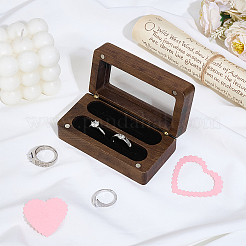 Walnut Wood Jewelry Couple Rings Storage Cases with Visible Window Magnetic Lids&nbsp;CON-WH0112-018