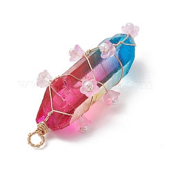 Electroplate Natural Quartz Crystal Copper Wire Wrapped Big Pendants&nbsp;PALLOY-JF04770